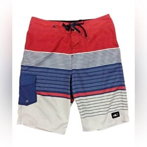O'Neill Red and Blue Striped Board Shorts size 29